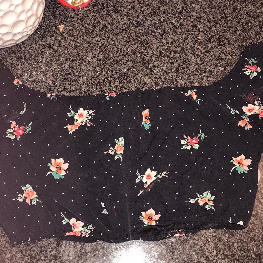 Floral off shoulder crop top